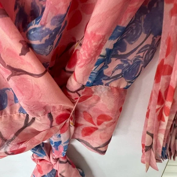 Alice + Olivia Pink Floral Wrap Blouse - Picture 4 of 8